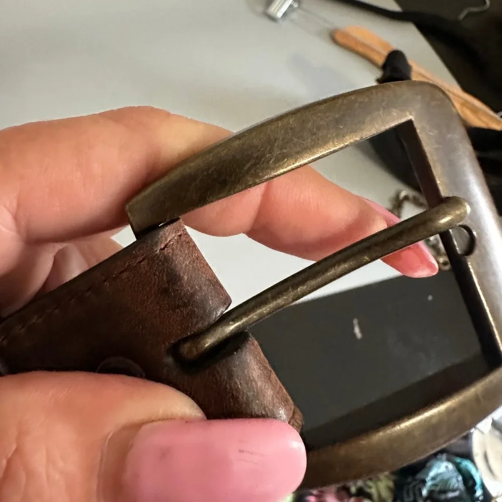 Georgia Boot Mens Brown Genuine Leather Work Belt GB134 Brass Buckle Size 38
